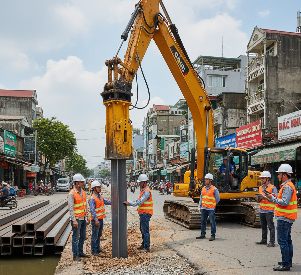 Thi công ép cọc bê tông