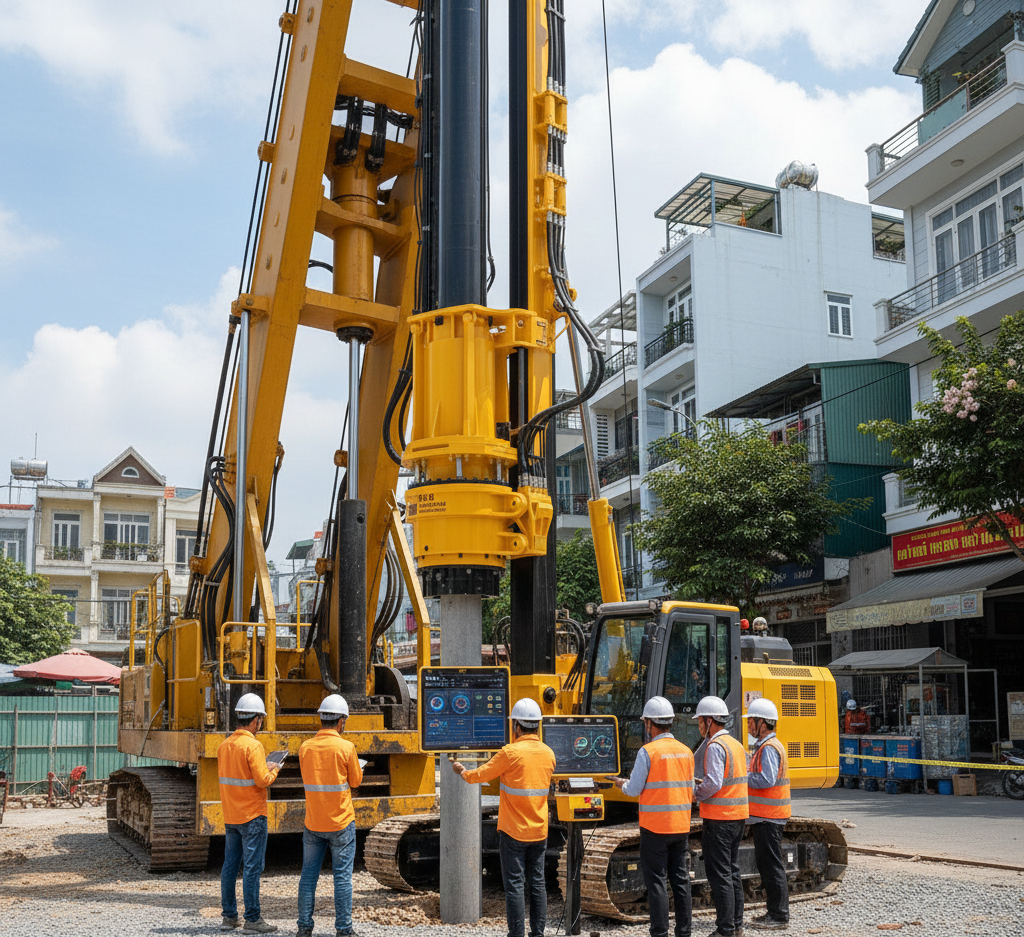 Ép cọc bê tông sử dụng công nghê mới