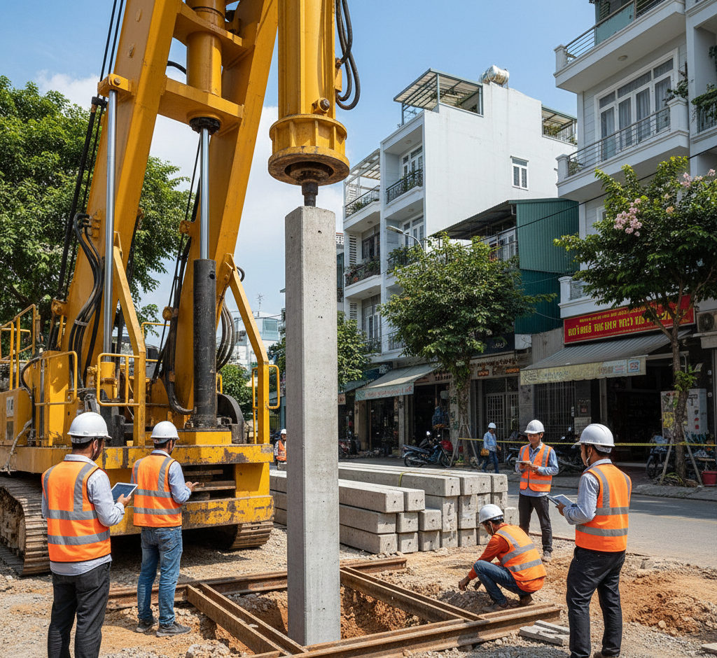 ép cọc bê tông tiết kiệm thời gian