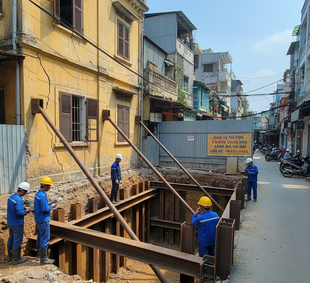 Thi công chống văng nhà