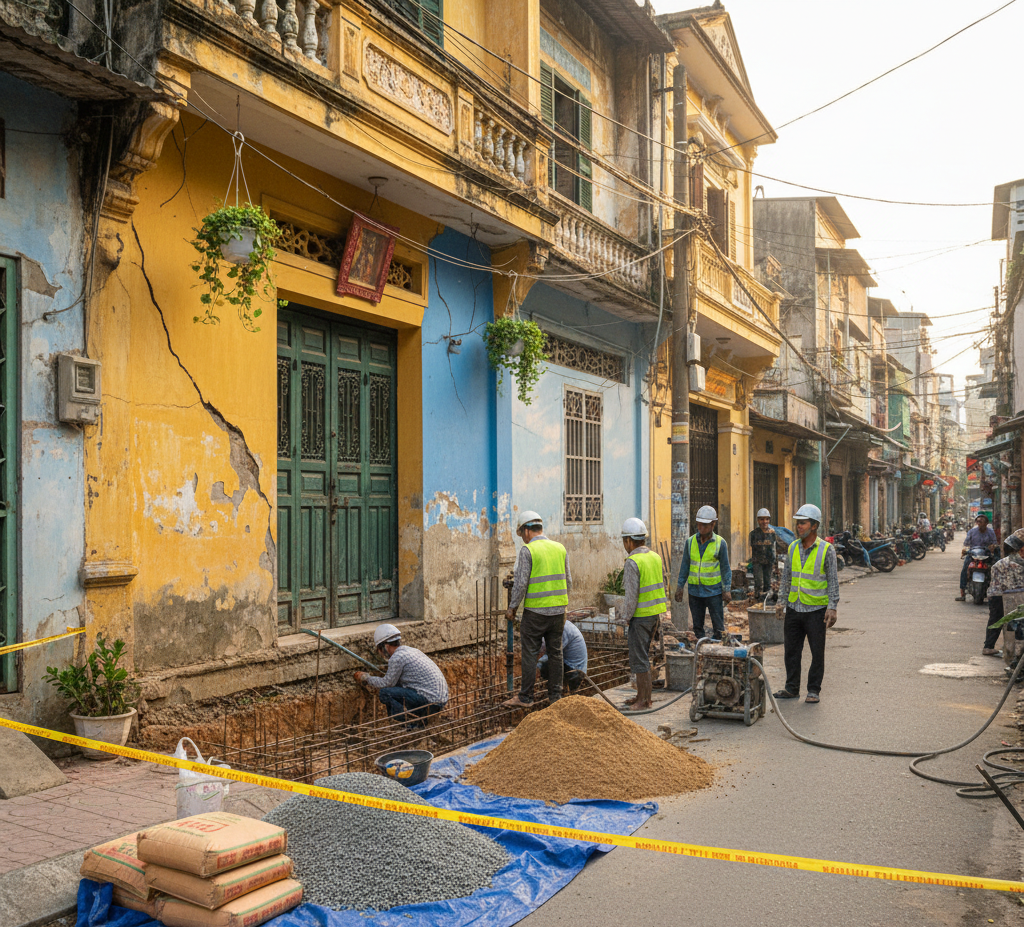 giải pháp gia cố móng nhà yếu