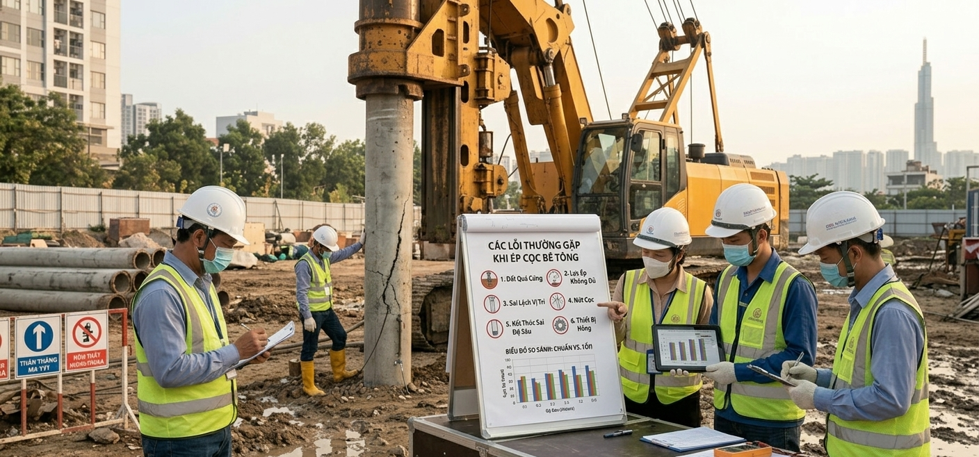 Các lỗi thường gặp khi ép cọc bê tông & 9 Cách Phòng Tránh