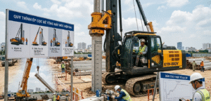 Quy trình ép cọc bê tông máy móc hiện đại